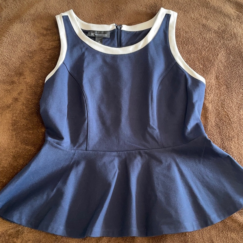INC Navy Peplum Top